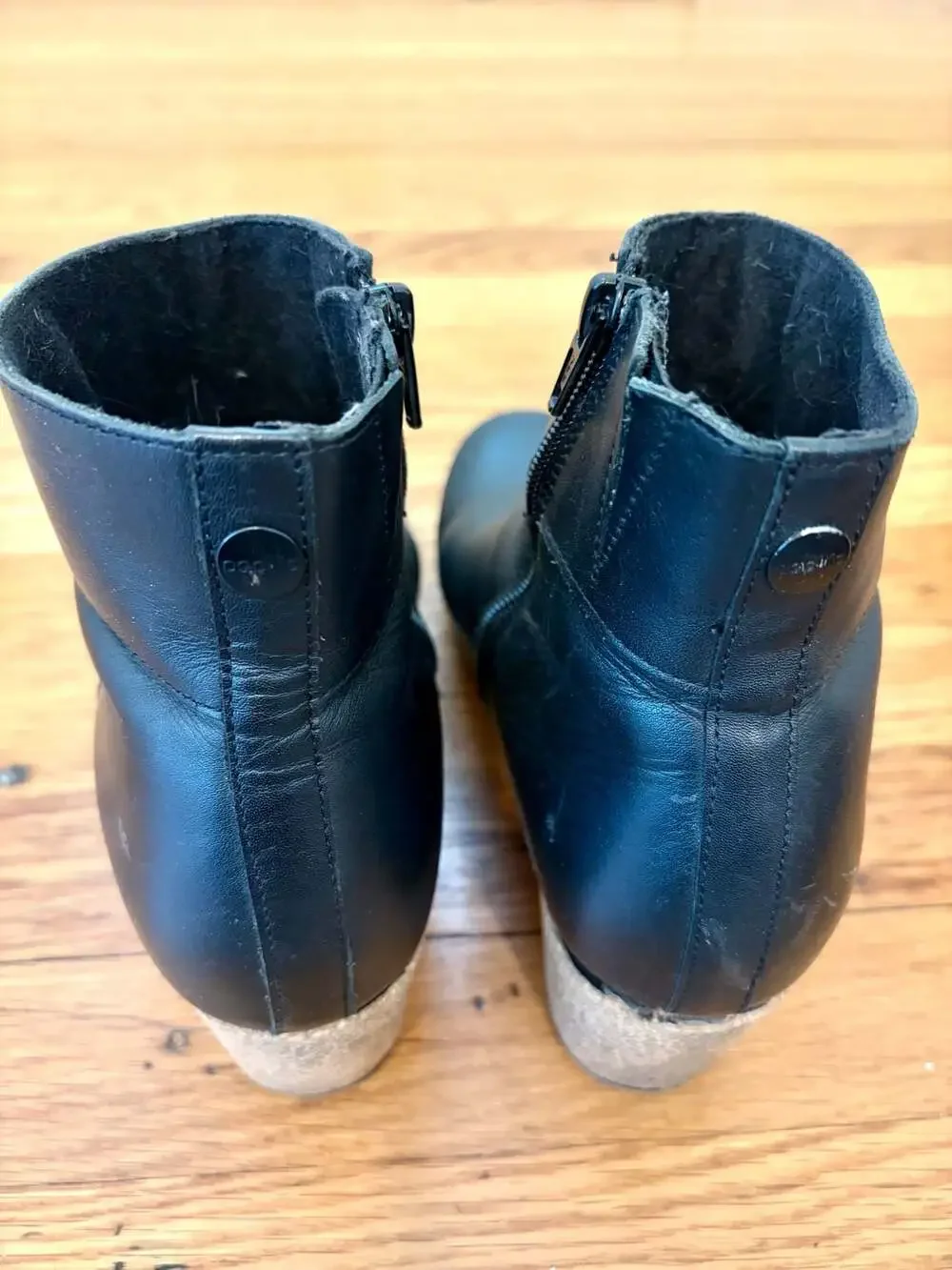 Papillio by Birkenstock Ebba Black Natural Leather Wedge Ankle Boots Booties 7